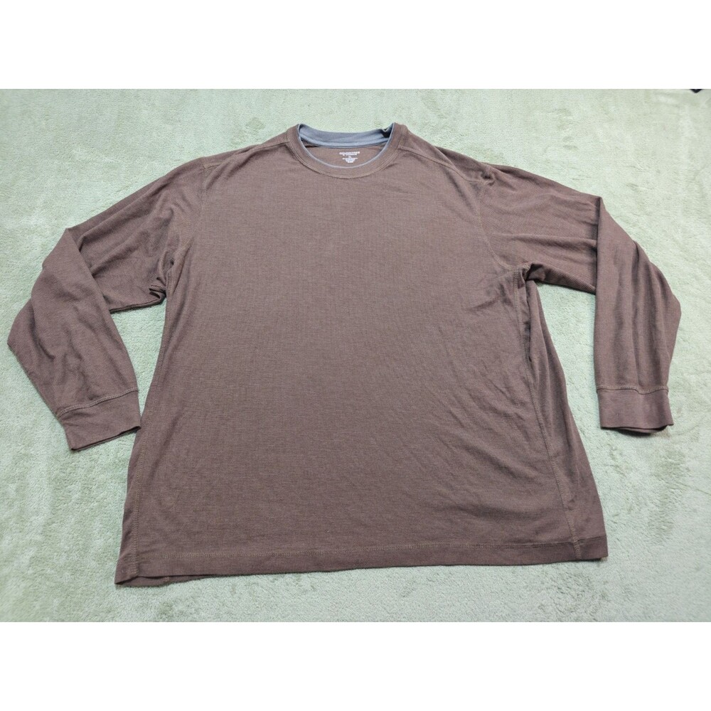 Roundtree & Yorke Shirt Mens XL Brown Waffle Knit Thermal Long Sleeve Crewneck